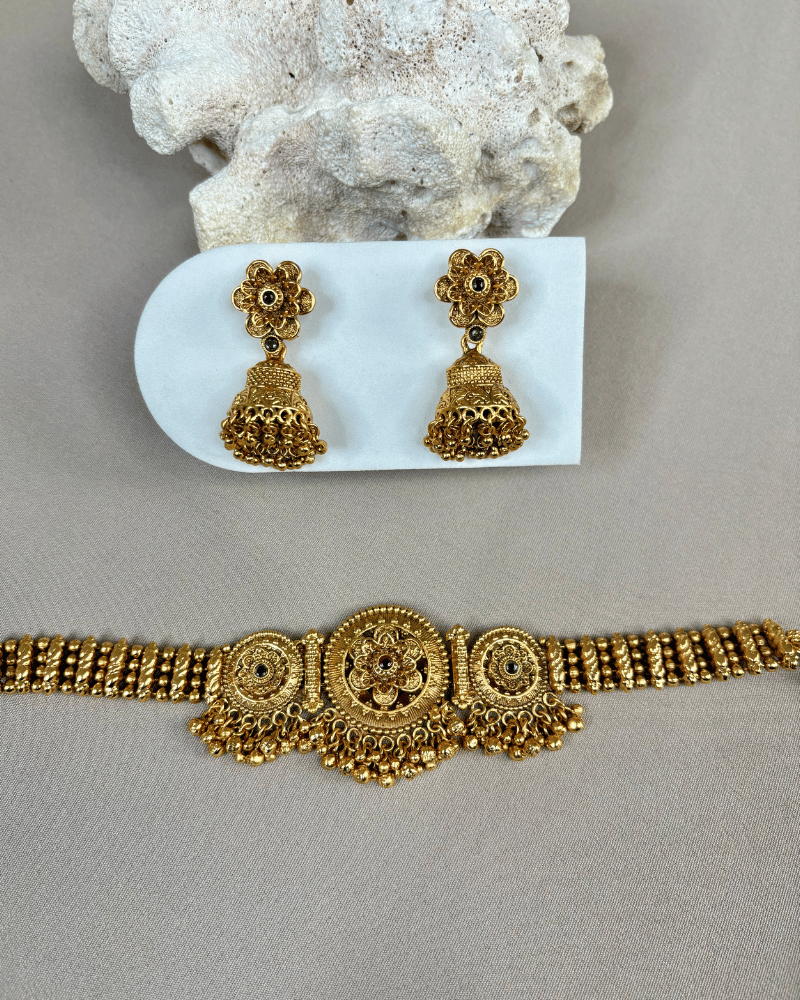 Gharana Classic Golden Choker | 18K Gold Plating