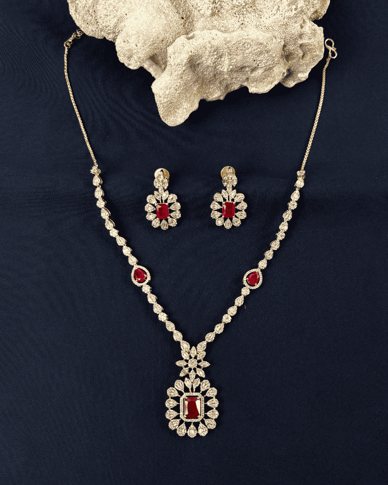 Royal Ruby Drop Diamond Necklace