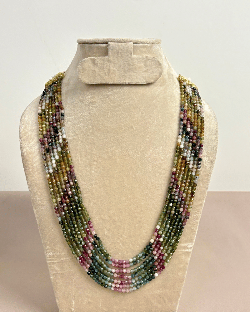 Multi Colour Tourmaline Stones 7 Layer Mala