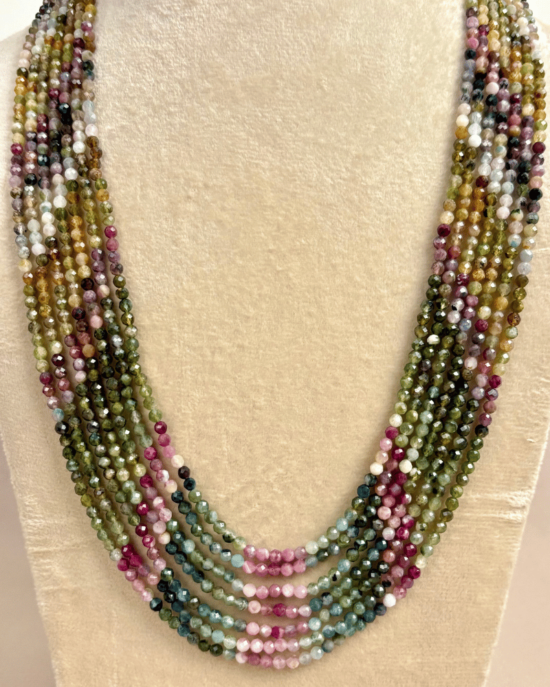 Multi Colour Tourmaline Stones 7 Layer Mala