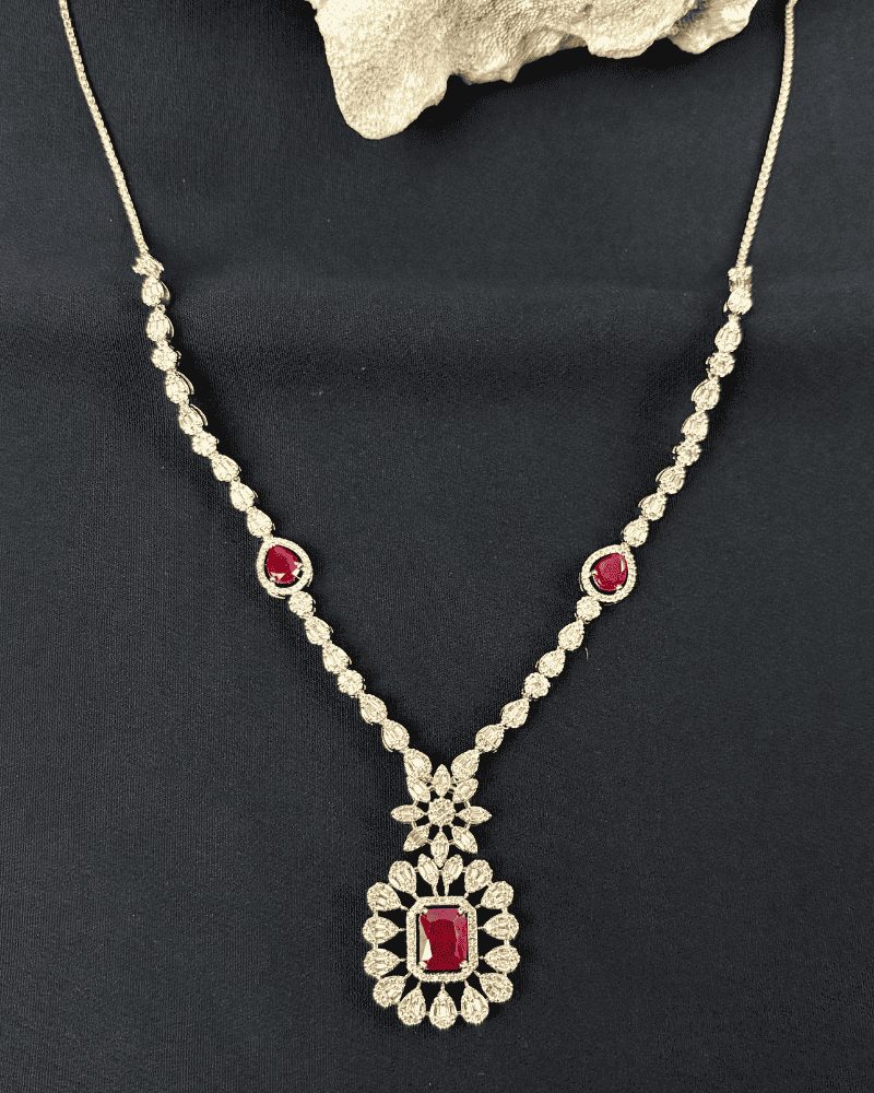 Royal Ruby Drop Diamond Necklace