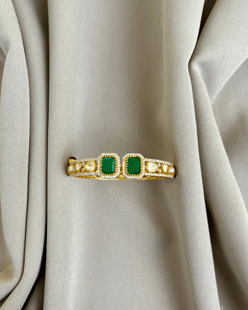Moissanite Emerald Bracelet | Openable | 18K Gold Plating