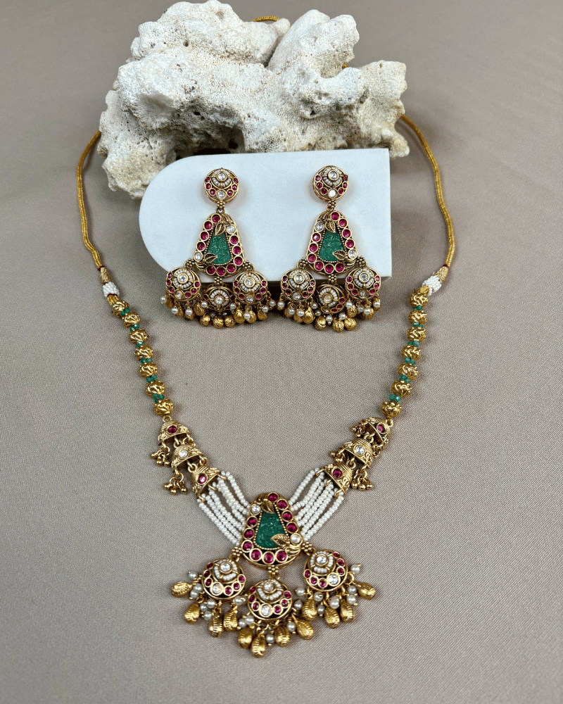 Harshini Necklace | Rajwada | Antique Gold