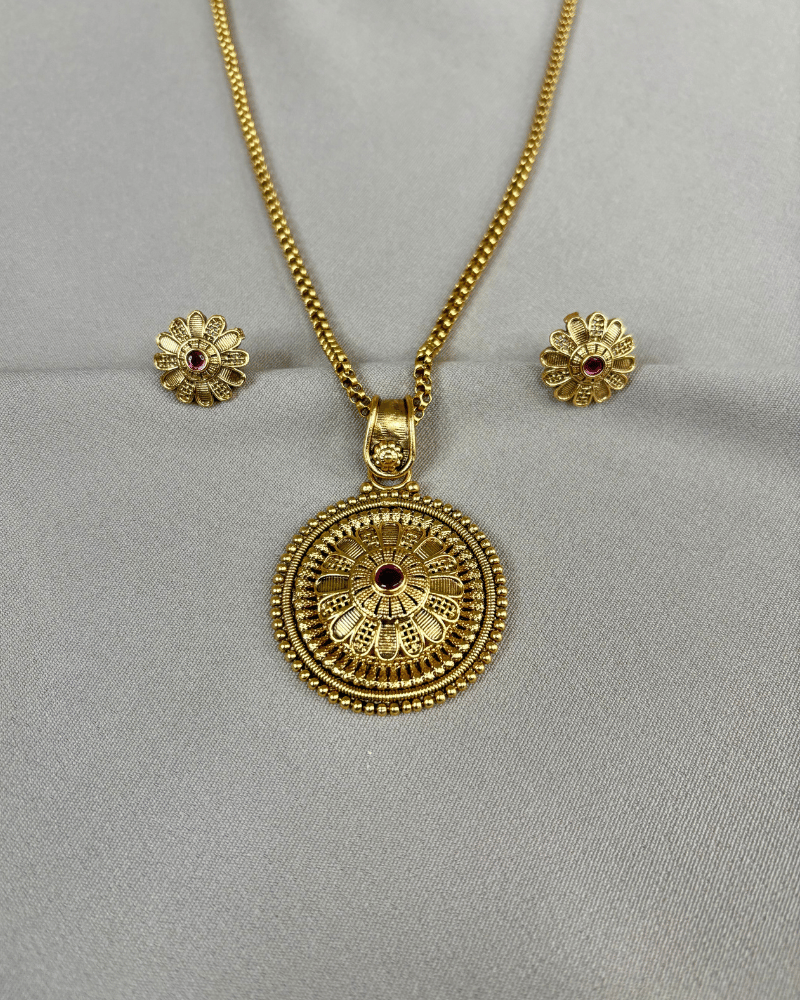 Golden Mandala Pendant Set | 18K Gold Plating