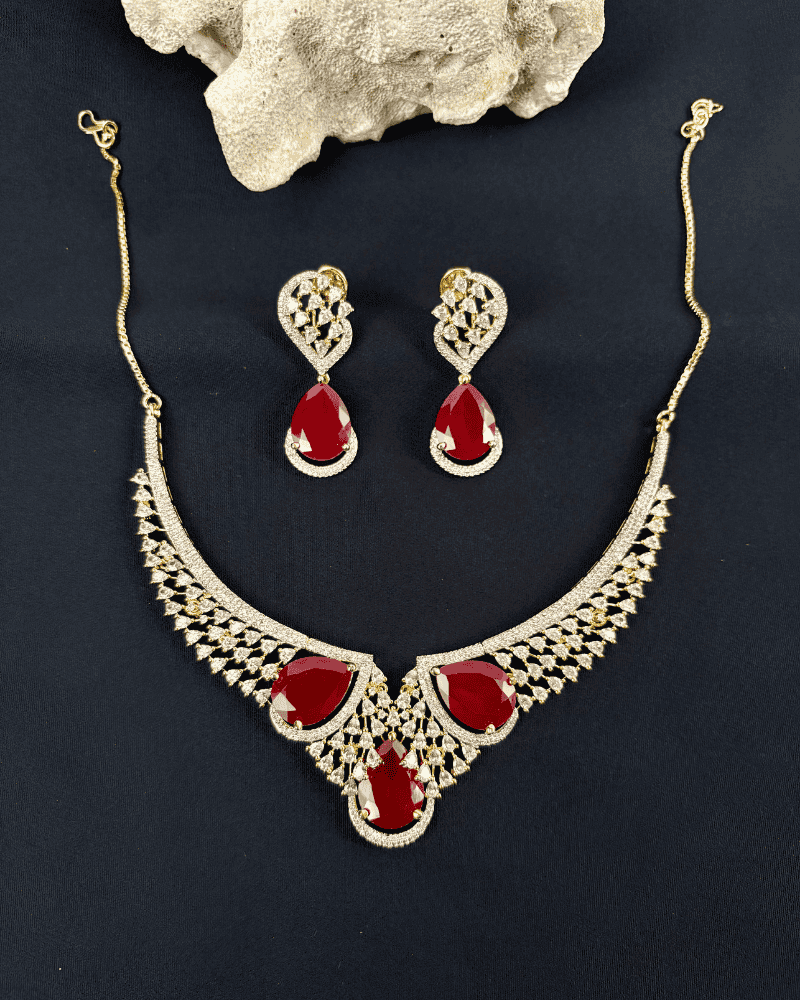 Anvika Ruby Empress With Marquise Drops Necklace