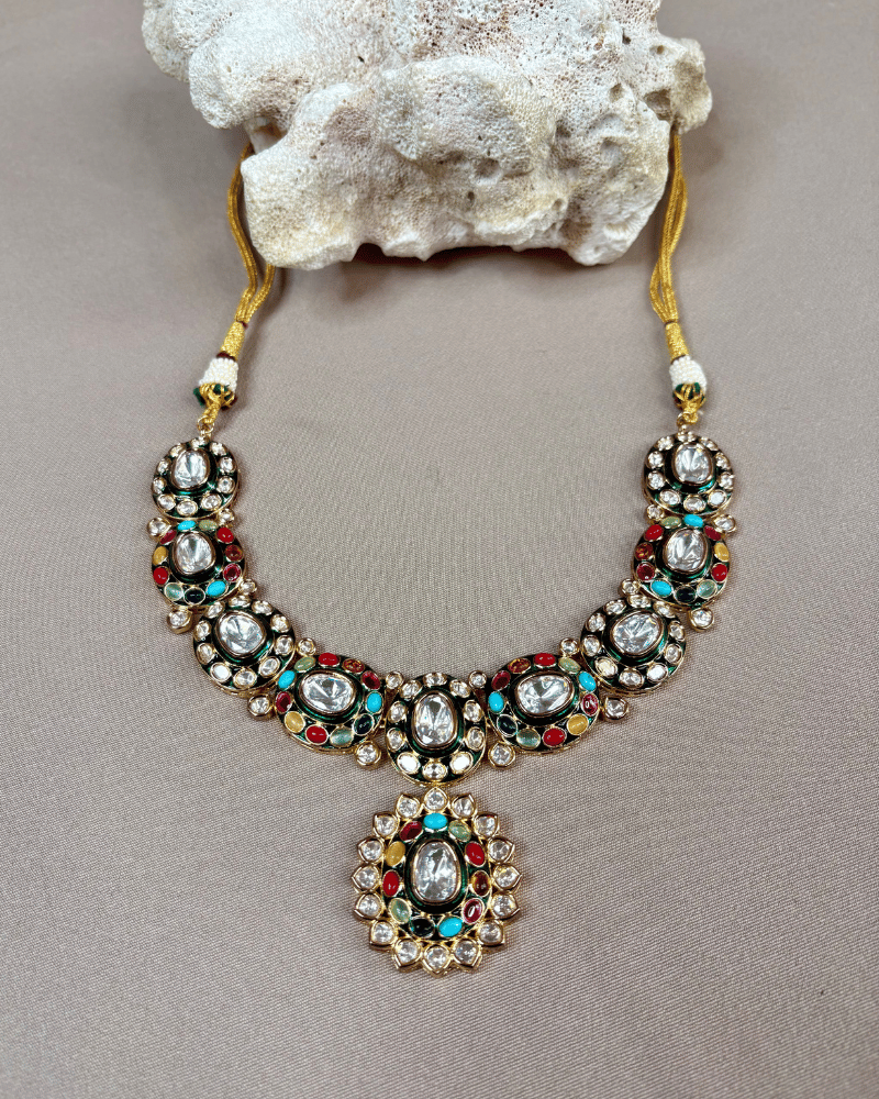 Navratna Haar | Enamel Work | 18K Gold Plating