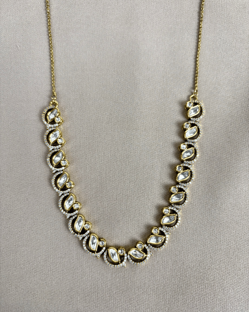 Heer Single Line Victorian Polki Necklace