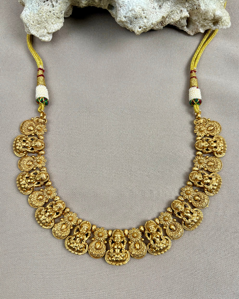 Golden Lakshmi Haar | Maang Tikka Set