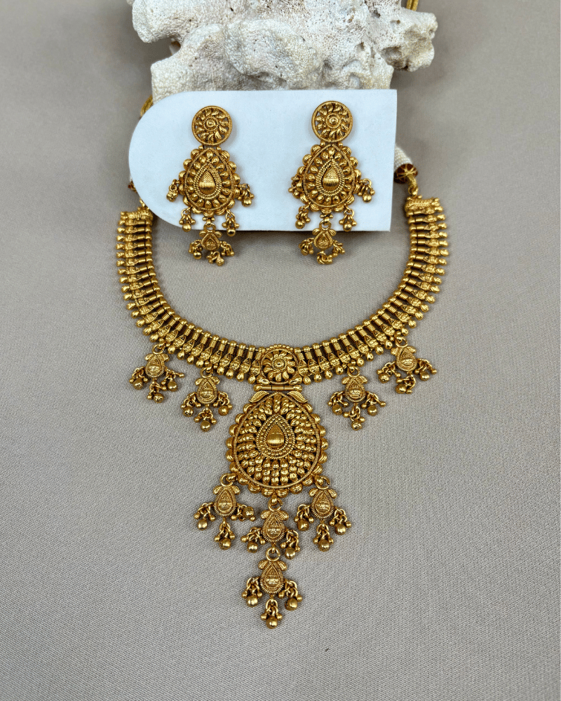 Adhira Heritage Golden Necklace | 18K Gold Plating