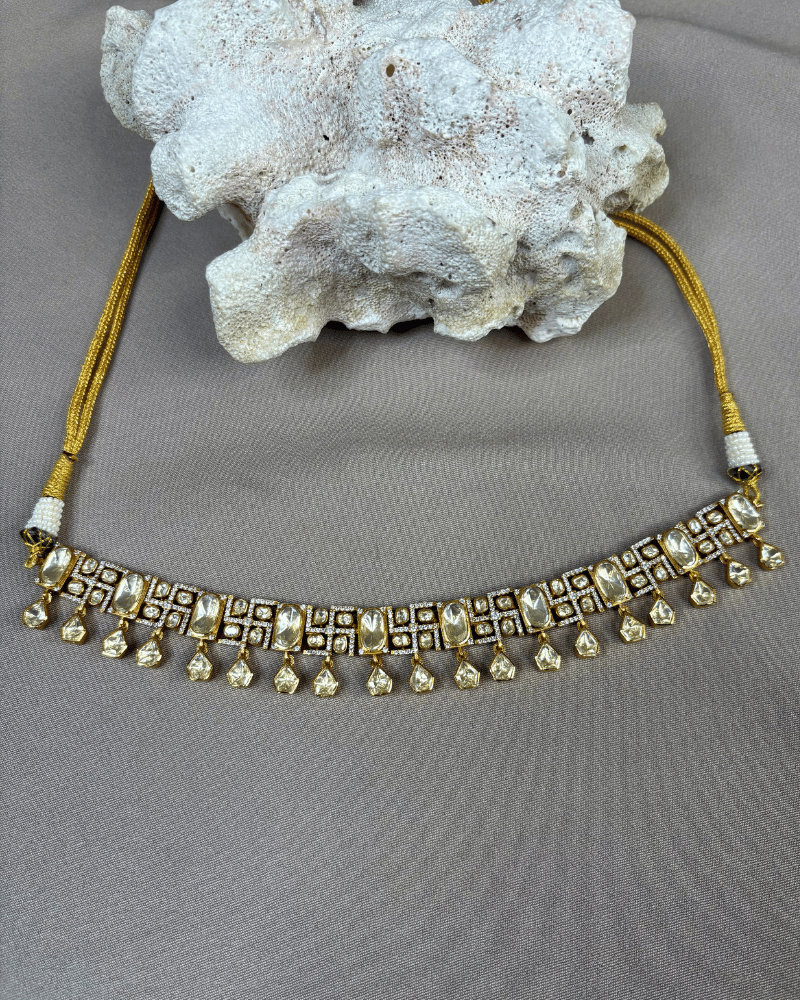 Kanika Dewdrop Choker Set | Moissanite | 18K Gold Plating