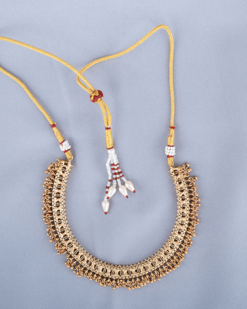 Golden Bead Drops Necklace