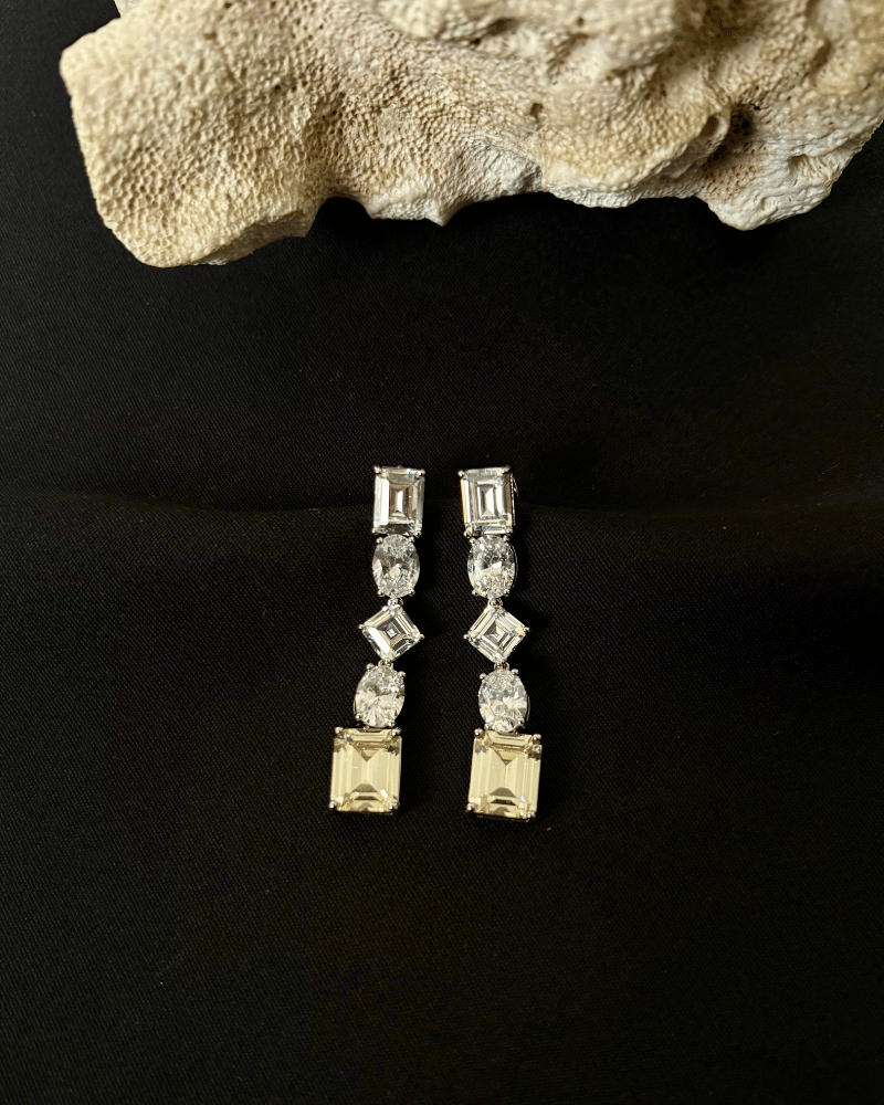 Citron Crystal Danglers | Rhodium Plating