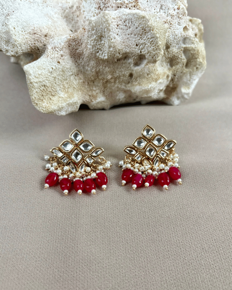 Starlight Polki Pendant With Ruby Drops