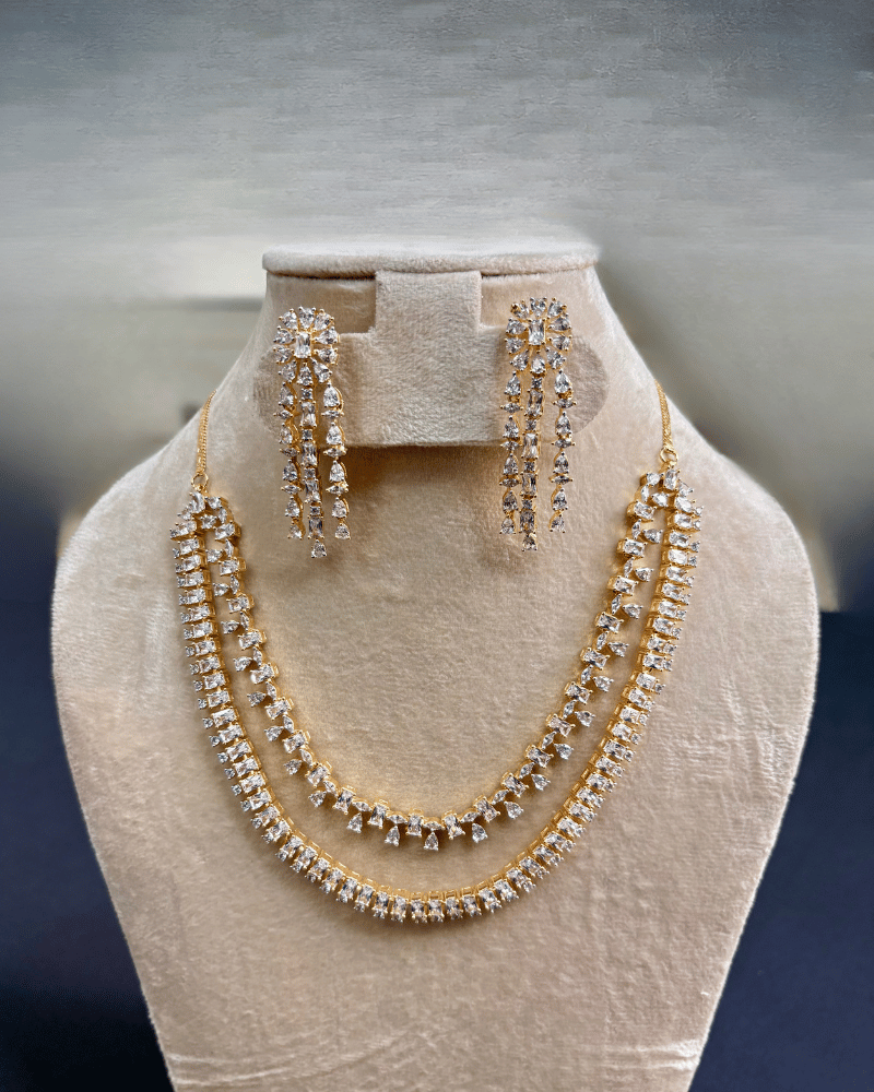 Dual Grace Diamond Necklace | 18K Gold Plating