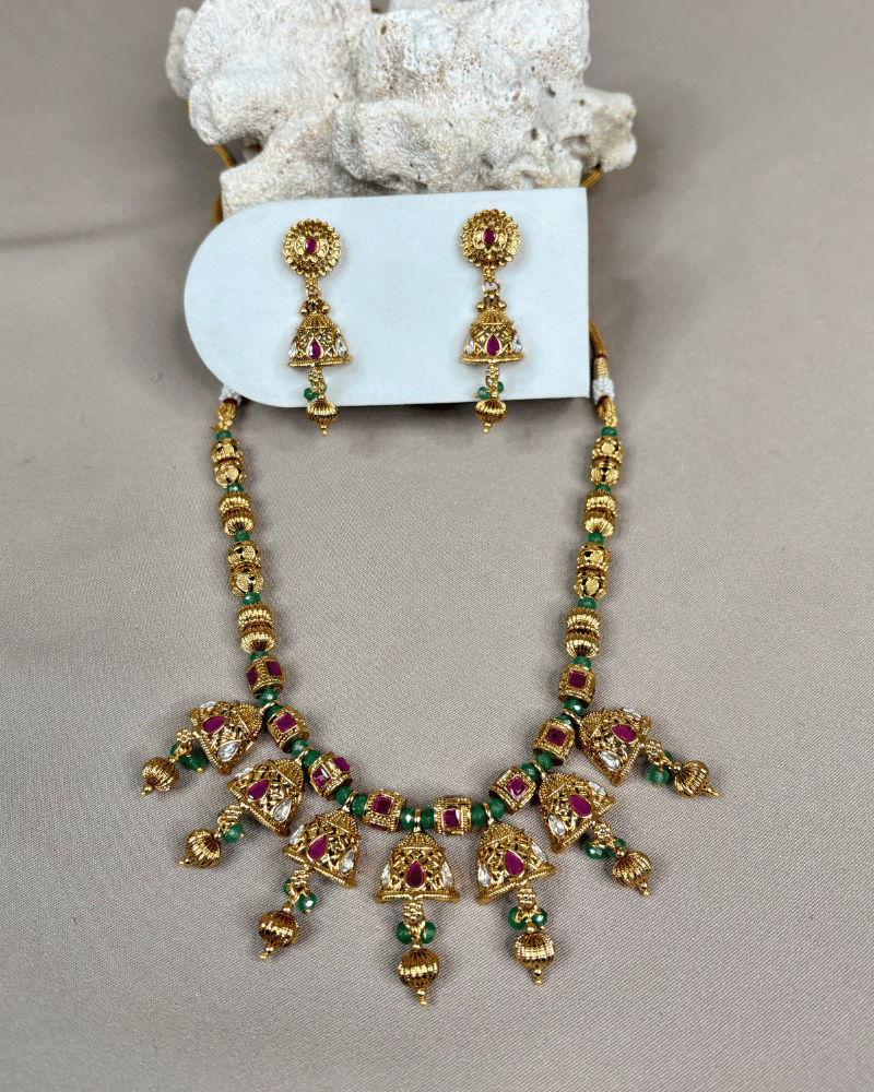 Rajwada Jhumka Motif Necklace