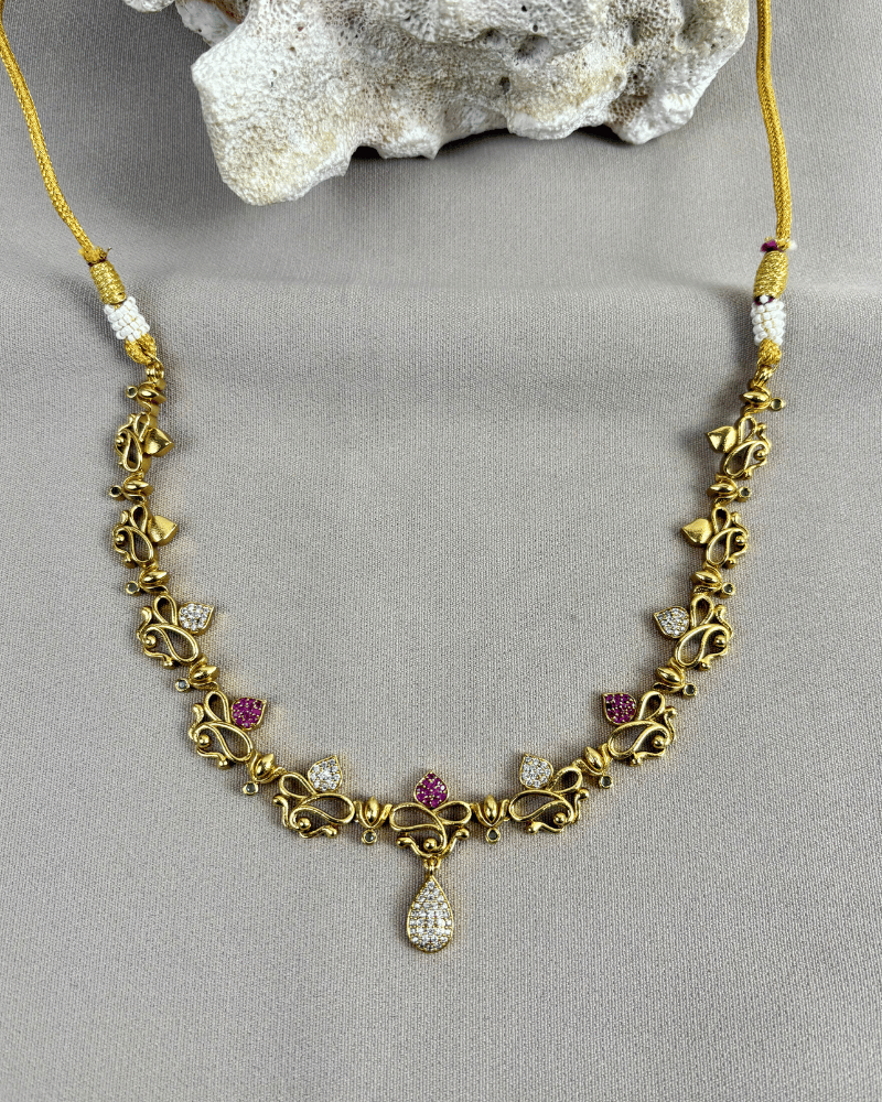 Traditional South Indian Style Golden Necklace