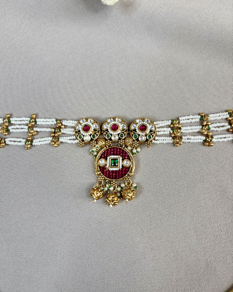 Varnika Antique Pearl Choker | 18K Gold Plating