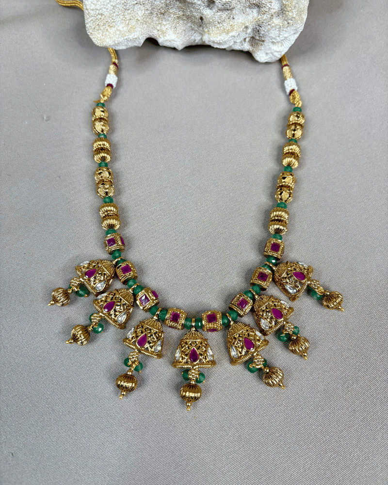 Rajwada Jhumka Motif Necklace