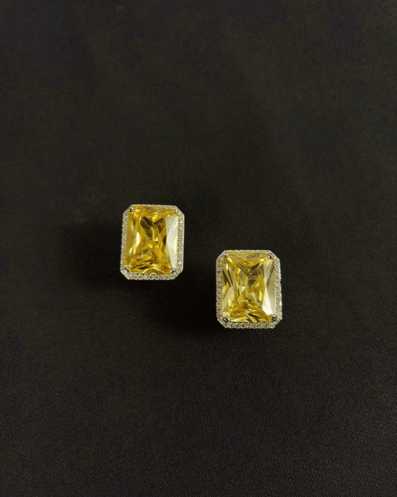 Crimson Citron Studs | Big Size | 18K Rhodium Plating