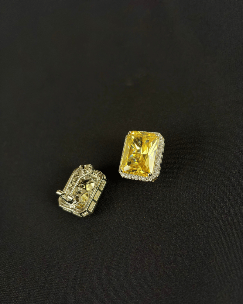 Crimson Citron Studs | Big Size | 18K Rhodium Plating