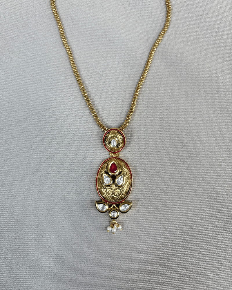 Aaravi Kundan Drop Pendant Set | Mint Work | 18K Gold Plating