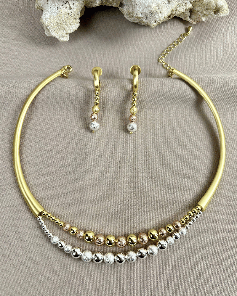 Tri Tone Beaded Necklace