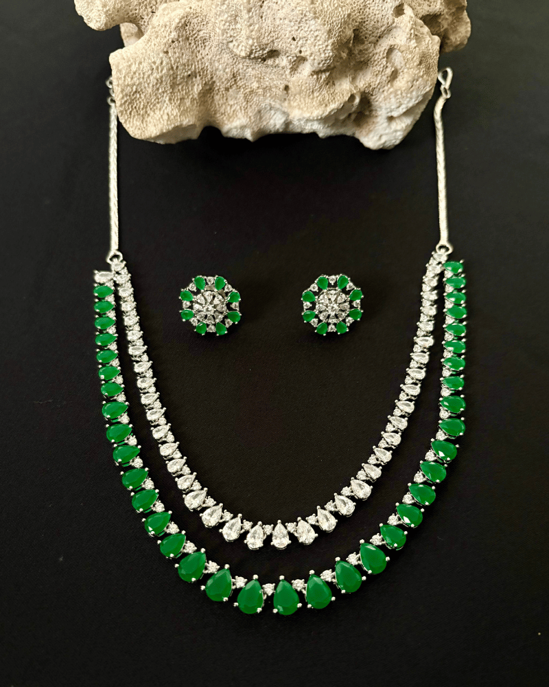 Emerald Elara Double Layer Diamond Necklace