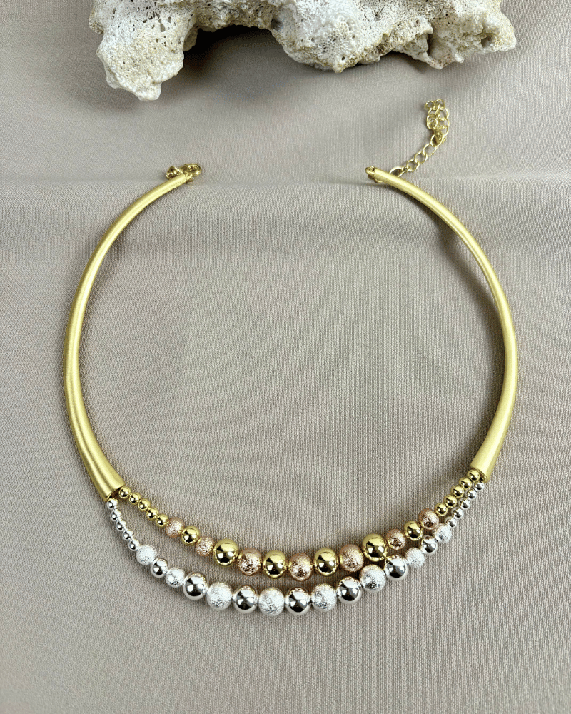 Tri Tone Beaded Necklace