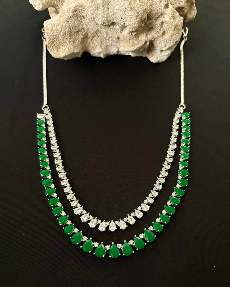 Emerald Elara Double Layer Diamond Necklace