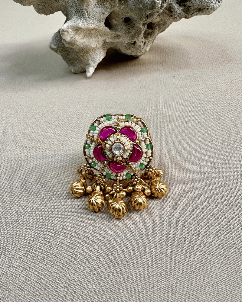 Suhani Gold Traditional Ring | Adjustable