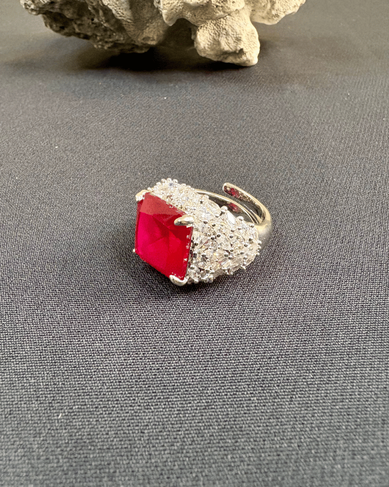 Radiant Ruby Diamond Ring | Adjustable Size
