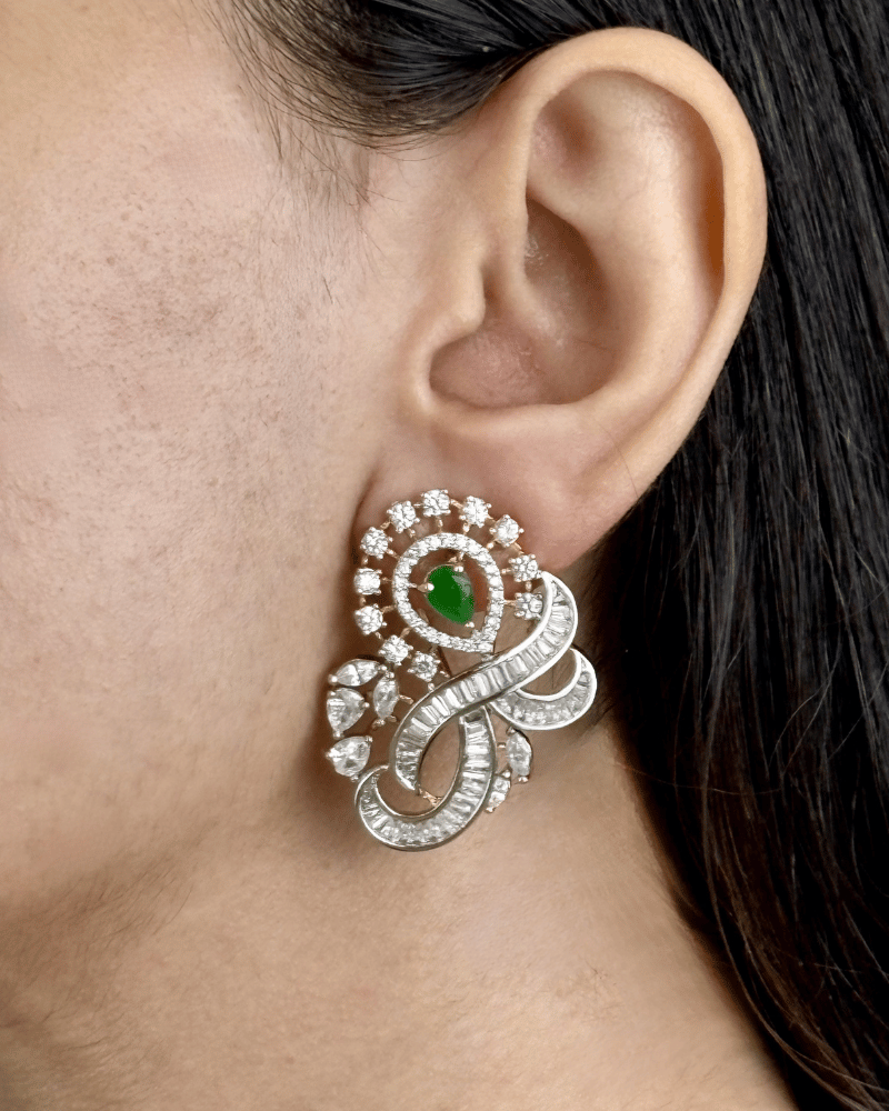 Aarika Leher Emerald Diamond Pendant Set | Big Size | Screw Back