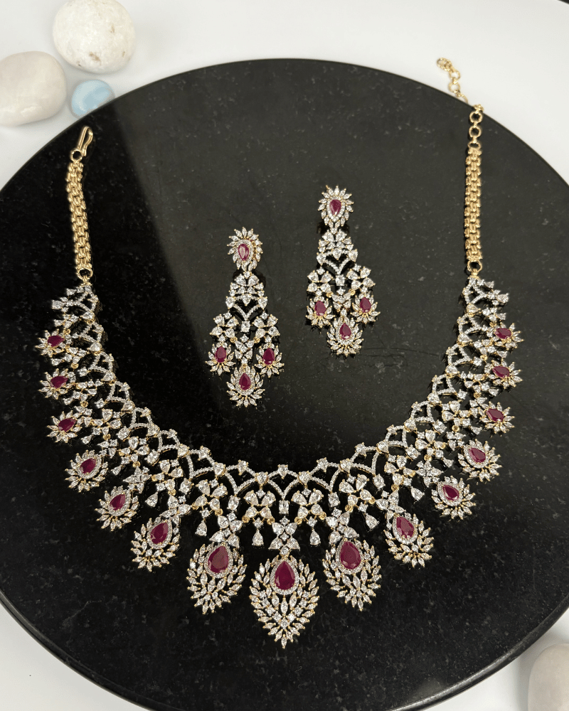 Ruby Garnet Glow Diamond Necklace