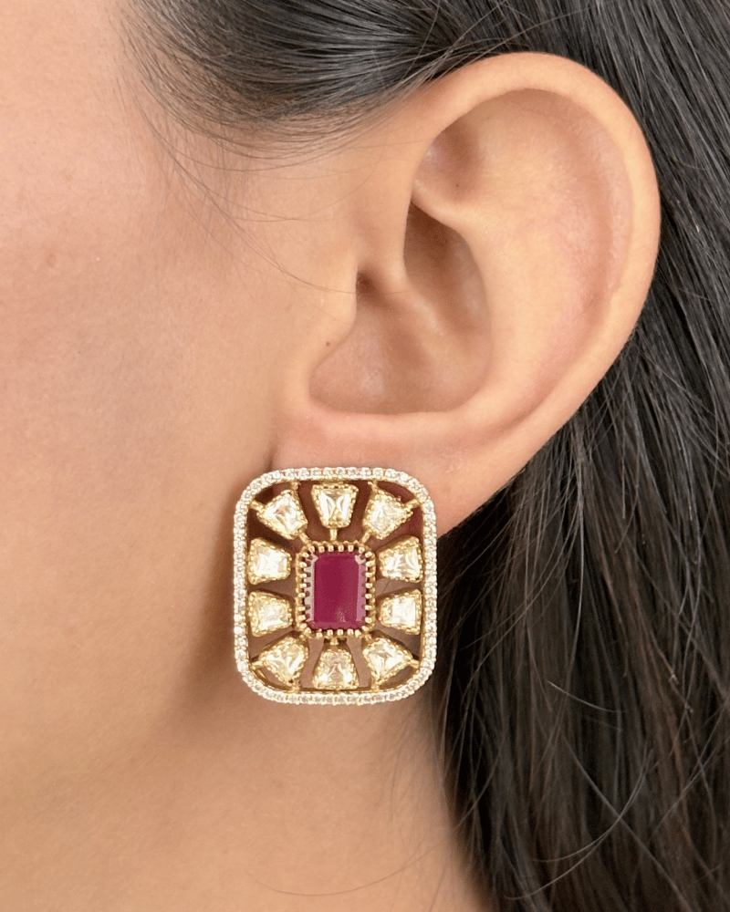 Royal Bloom Moissanite Studs | Screw Back | 18K Gold Plating