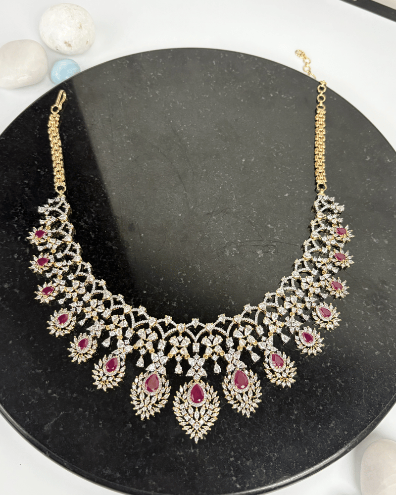 Ruby Garnet Glow Diamond Necklace