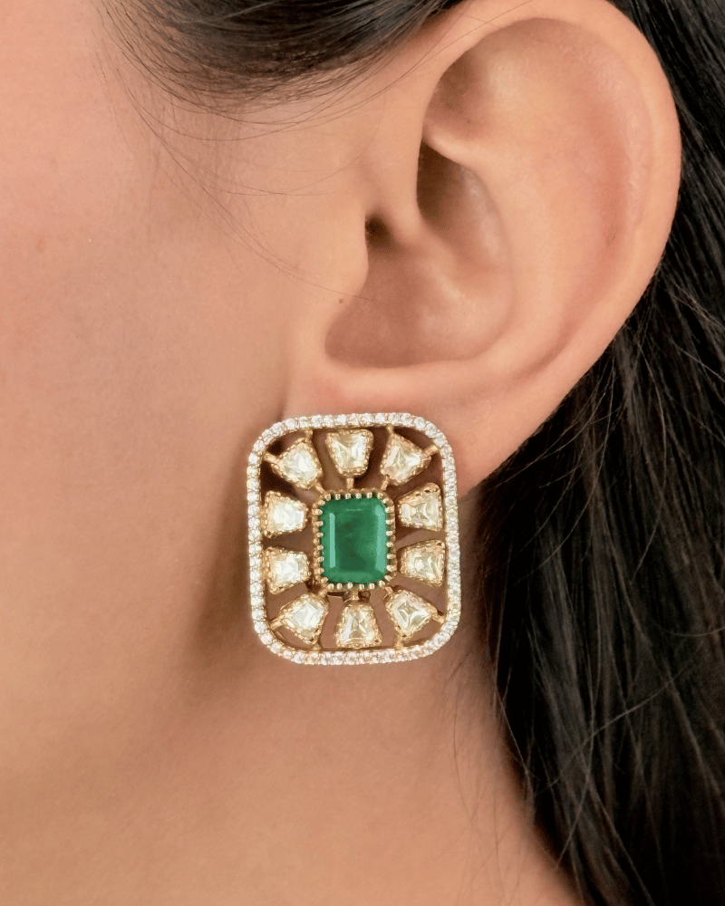 Royal Bloom Moissanite Studs | Screw Back | 18K Gold Plating