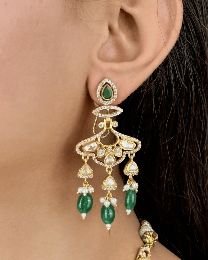 Forest Jewel Moissanite Hasli | Screw Back | 18K Gold Plating