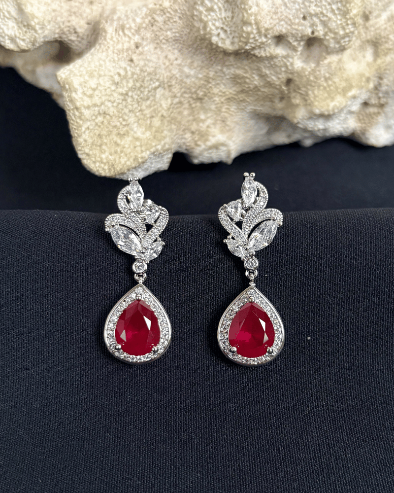 Trinity Crystal Danglers | Rhodium Plating