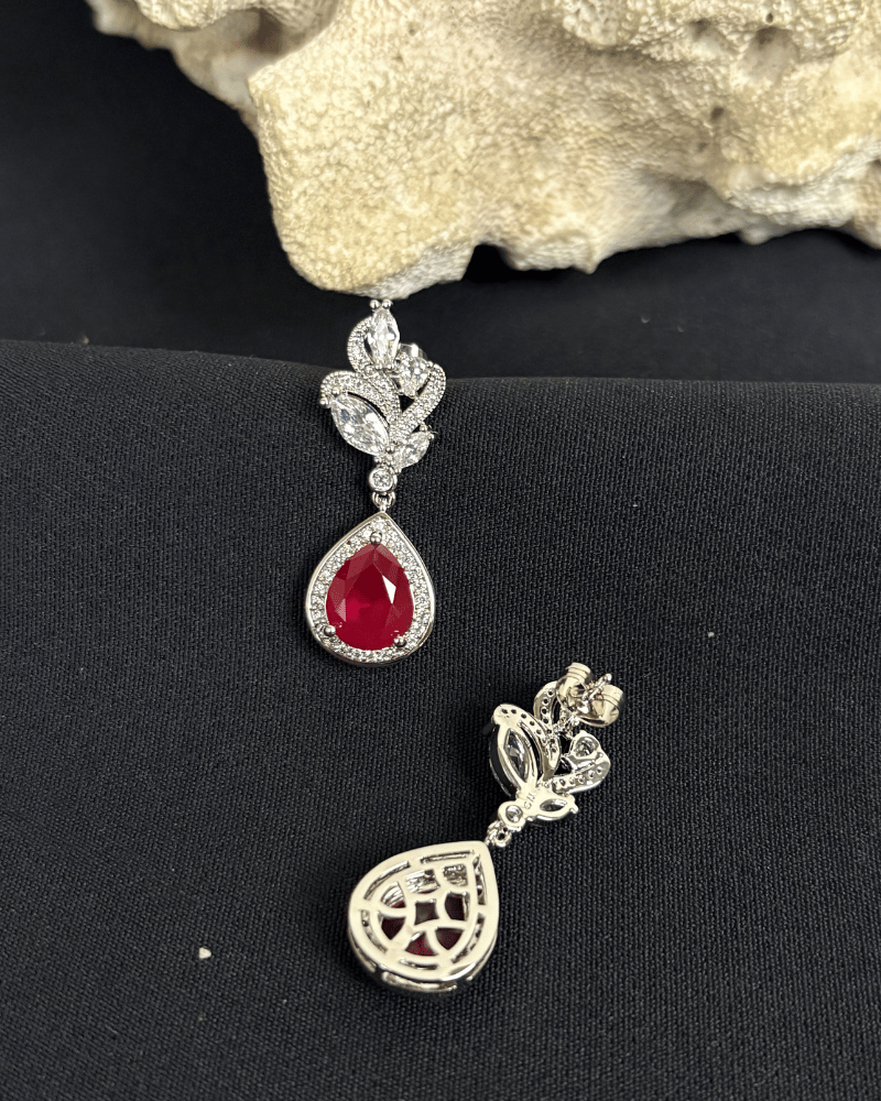 Trinity Crystal Danglers | Rhodium Plating