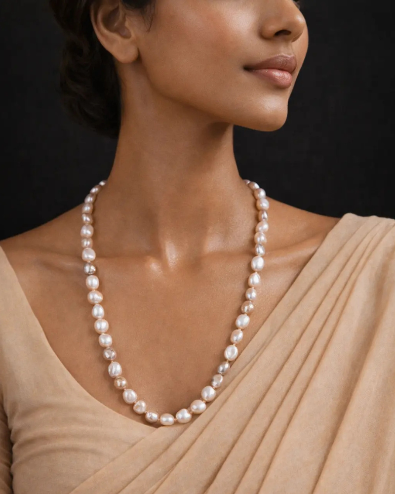Fresh Water Pearl Mala | Onion Pink Colour