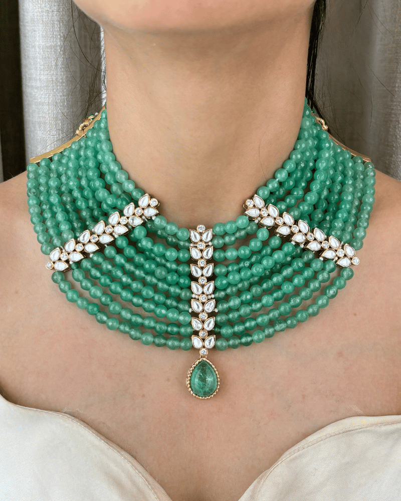 The Mewar Emerald Royale Haar | 18K Gold Plating