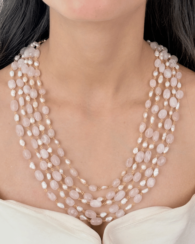 Maison Rose Quartz 5 Layer Mala