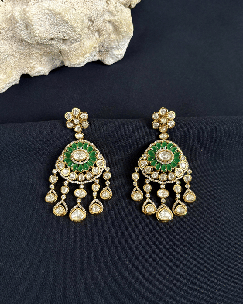 Aafreen Moissanite Chandbali | Screw Back | 18K Gold plating