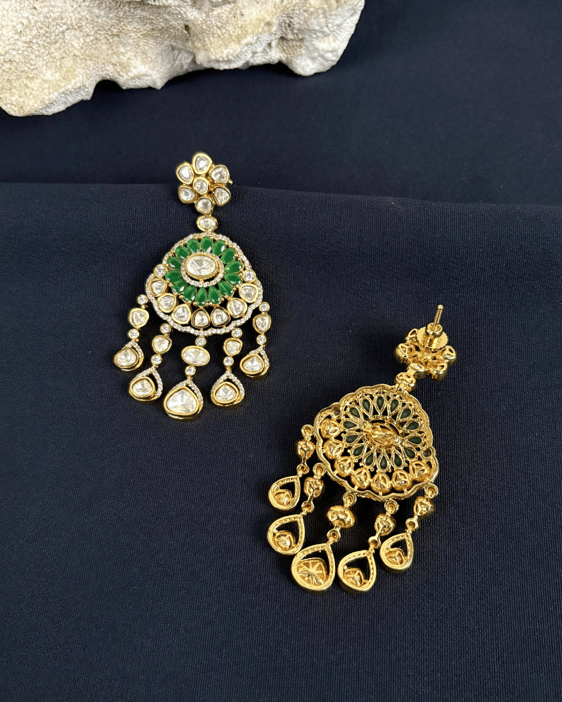 Aafreen Moissanite Chandbali | Screw Back | 18K Gold plating