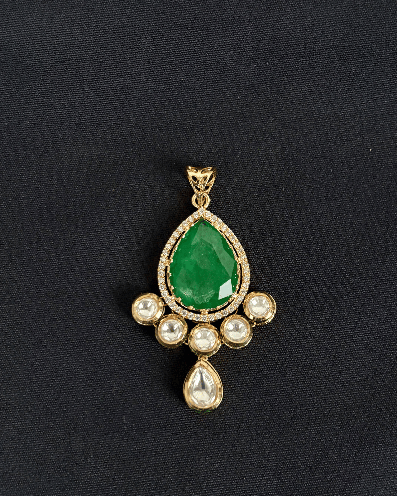 Adhira Emerald Kundan Pendant