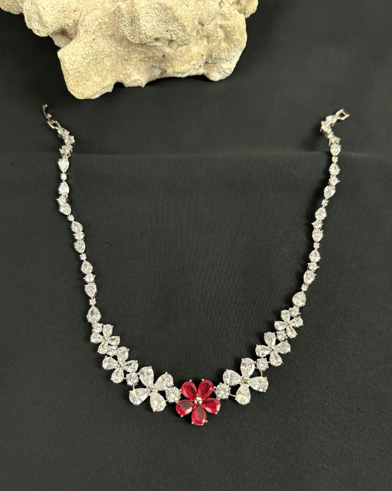 Ruby Blossom Floral Diamond Necklace