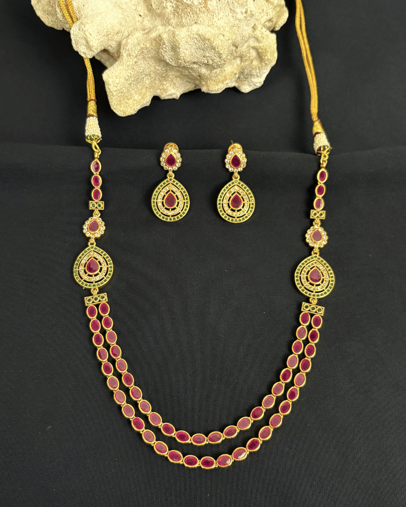 Reverse AD Ruby Double Layer Necklace