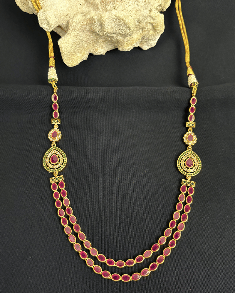 Reverse AD Ruby Double Layer Necklace