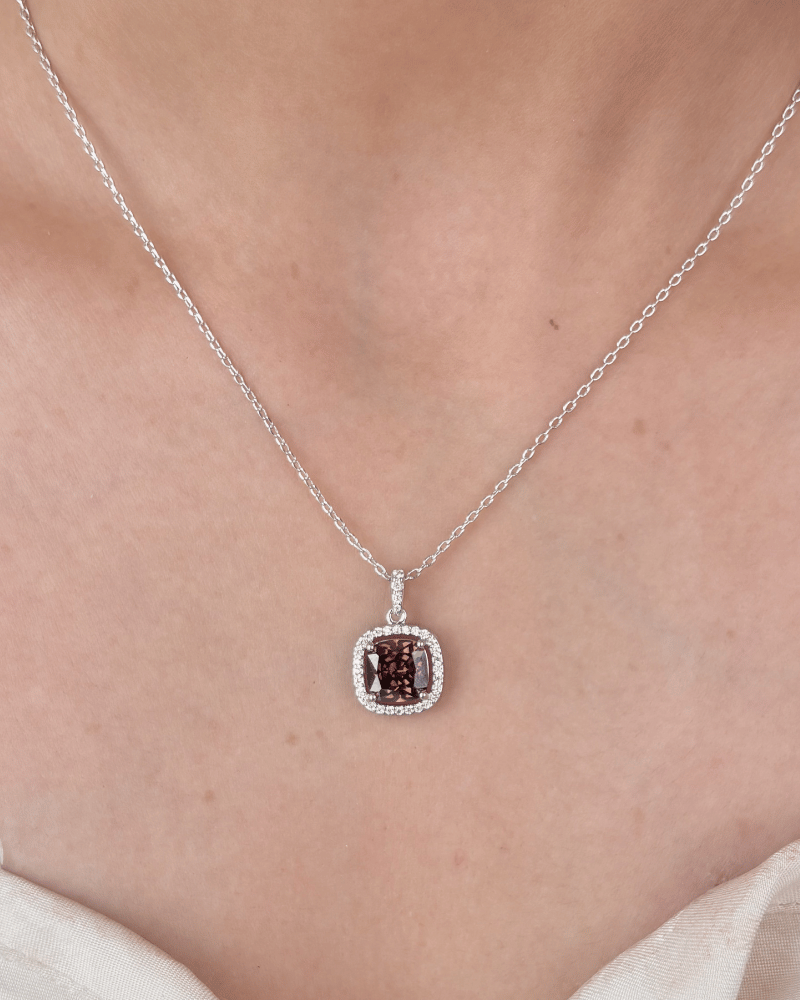 Champagne Muse Pendant Set | Rhodium Plating | With Chain