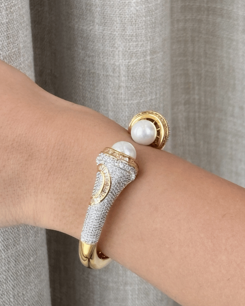 Moon Pearl Diamond Cuff | Openable